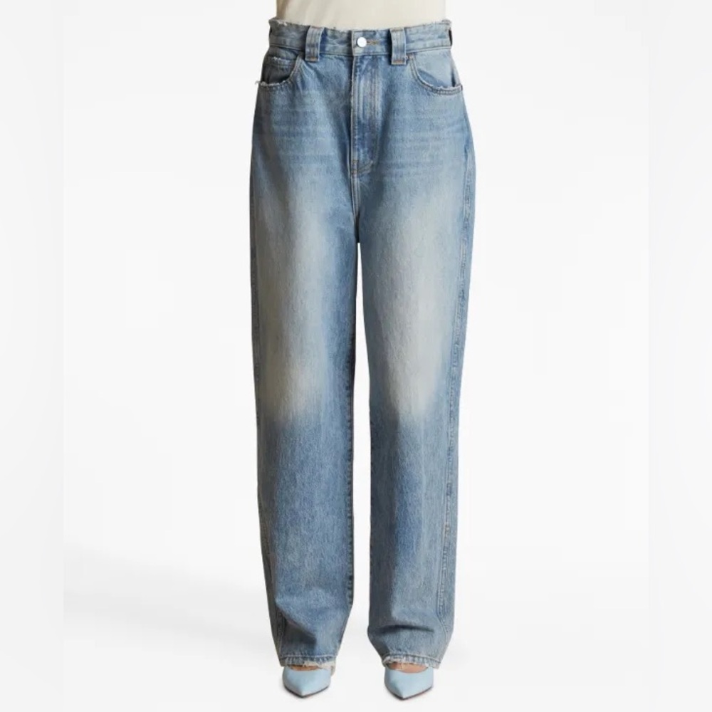 KHAITE Blue Straight Leg Jeans with Vintage Charm